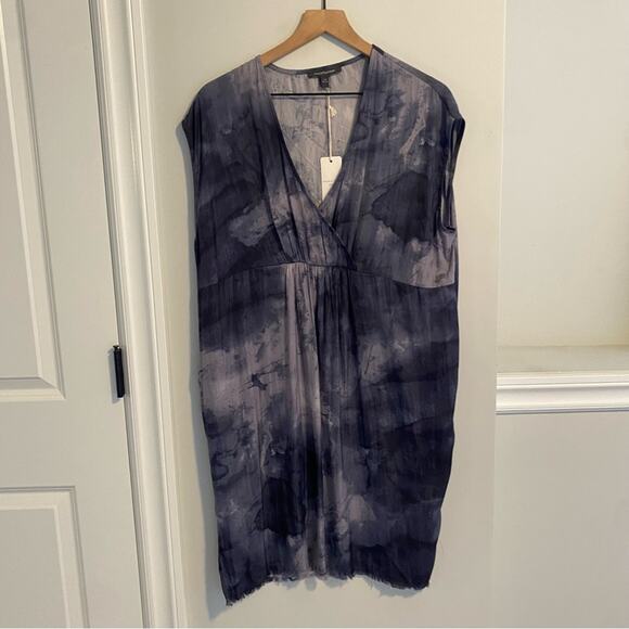 NWT Grade & Gather Blue Gray Splatter Mini Dress S/M - Picture 13 of 14